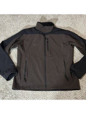 Storm Creek Softshell Jacket Men's XL Brown Black Full Zip Mall of America Logo